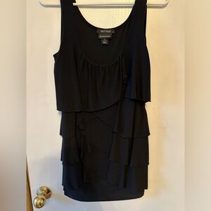 WHBM Signature Knits Black Tank Top with Cascading Ruffles - Size S